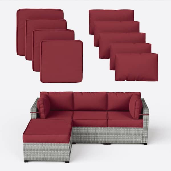 Kimunuk 9-Piece 25.6 in. Outdoor Cushion Covers Burgundy