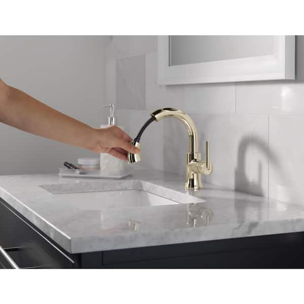 Trinsic Single Handle High Arc Single Hole Bathroom Faucet with Pull-Down Spout in Polished Nickel