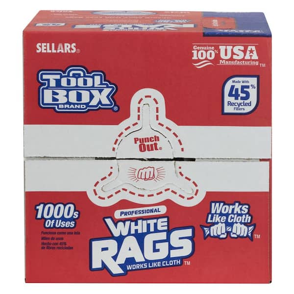 Buffalo Industries (10520) Absorbent White Recycled T-Shirt Cloth Rags - 4  lb. box - For All-purpose Wiping, Cleaning, and Polishing - Made from 100%