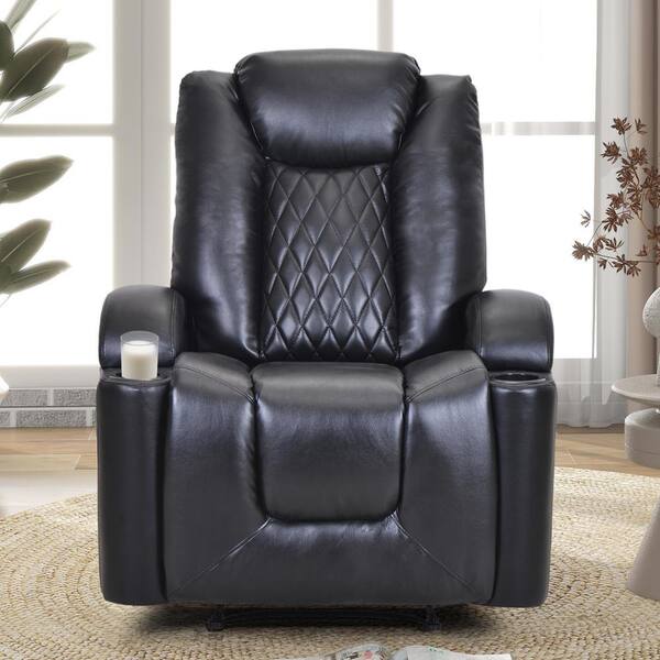 electric black leather recliner