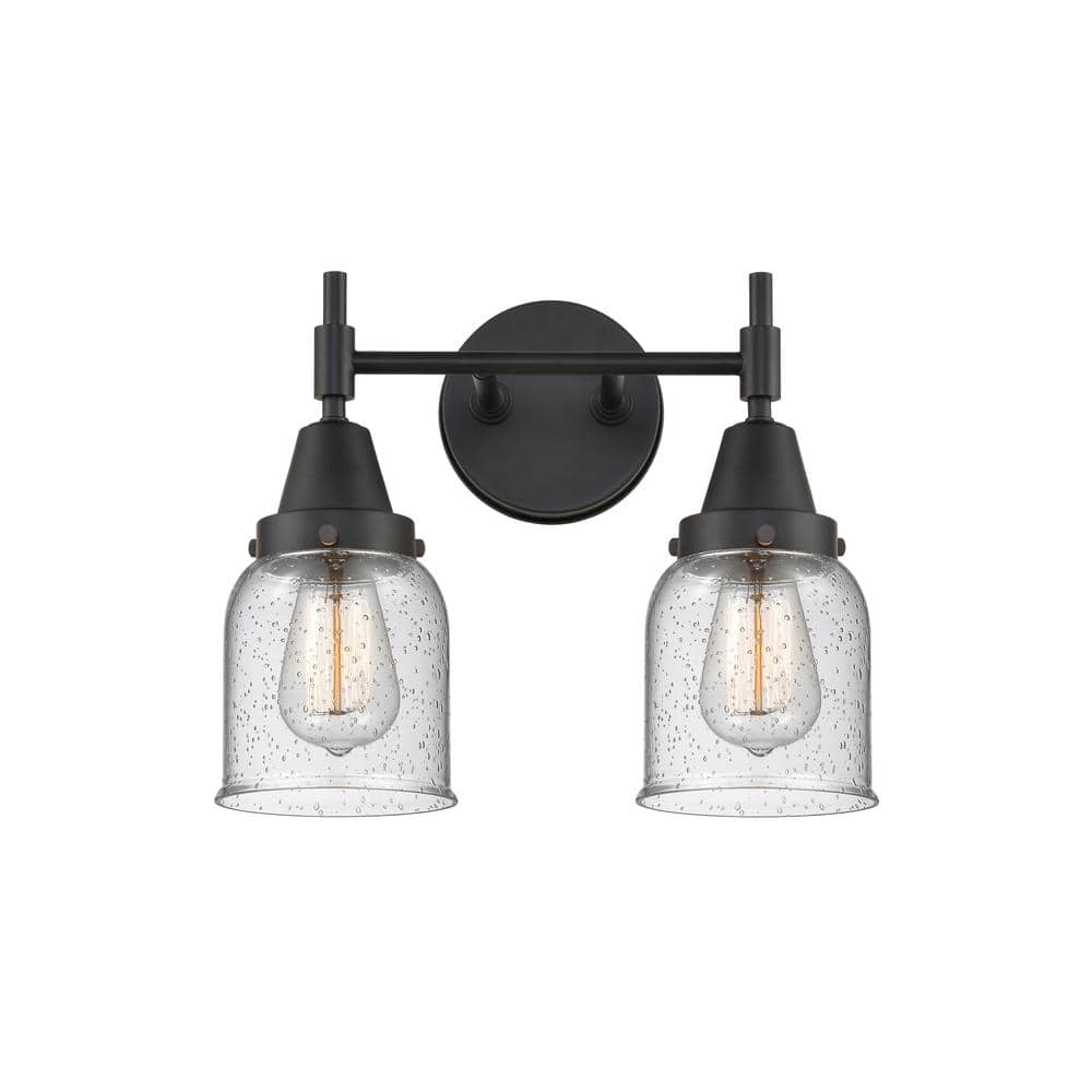 Caden 14 in. 2 Light Matte Black, Seedy Vanity Light with Clear Glass Shade price history on PriceWatchPro