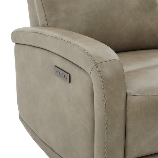 Spruce & Spring Edison Grey Leather Power Recliner with