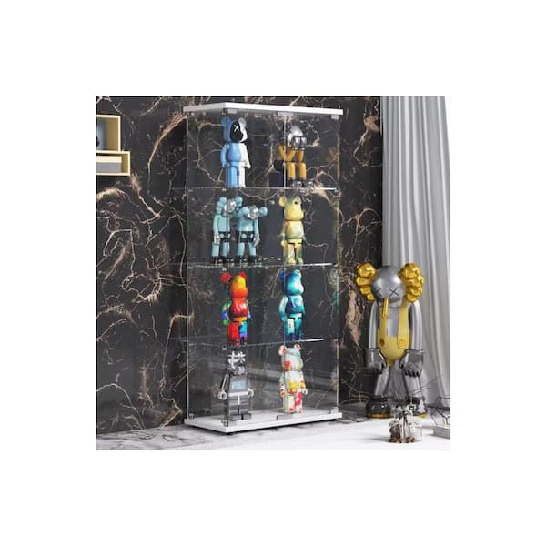 White 2-Door Glass Display Cabinet with 4-Shelves with Door