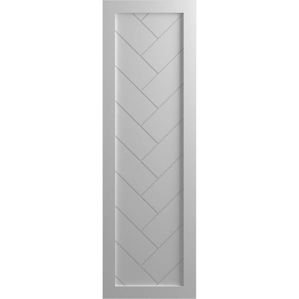 18 in. x 60 in. PVC True Fit Single Panel Herringbone Modern Style Fixed Mount Board and Batten Shutters Pair in Primed price history on PriceWatchPro