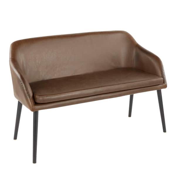 Lumisource Shelton Espresso Faux Leather Contemporary Bench