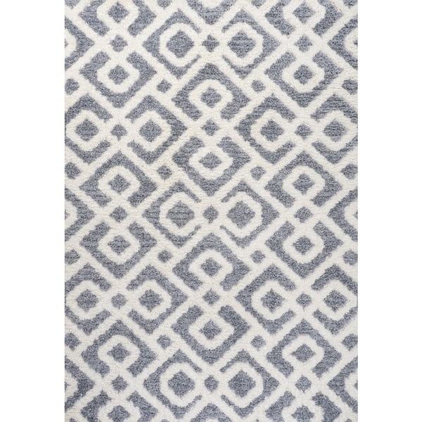 Astrid Retro Cream/Gray 5 ft. x 8 ft. Trellis High-Low Area Rug
