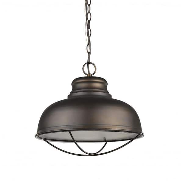 100-Watt 1-Light Bronze Pendant Light with Metal, No Bulbs Included