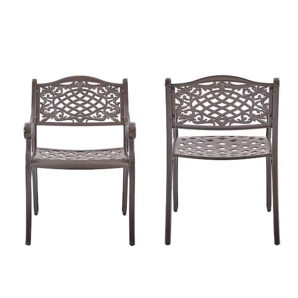 Kadehome 2 Piece Cast Aluminum Outdoor, Antique Bronze Outdoor Dining Chairs