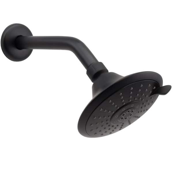 5-Spray Patterns with 1.8 GPM 5 in. Wall Mount Fixed Shower Head w/ 8 in. Shower Arm in Matte Black