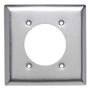 Pass & Seymour 302/304 S/S 2 Gang 1 Single Power Outlet 2.281-in. Hole Wall Plate, Stainless Steel (1-Pack)