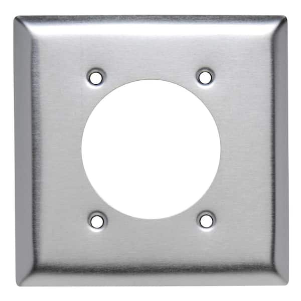 Legrand Pass & Seymour 302/304 S/S 2 Gang 1 Single Power Outlet 2.281-in. Hole Wall Plate, Stainless Steel (1-Pack)