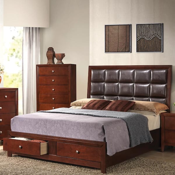Acme Furniture Ilana Brown Wood Frame Queen Platform Bed