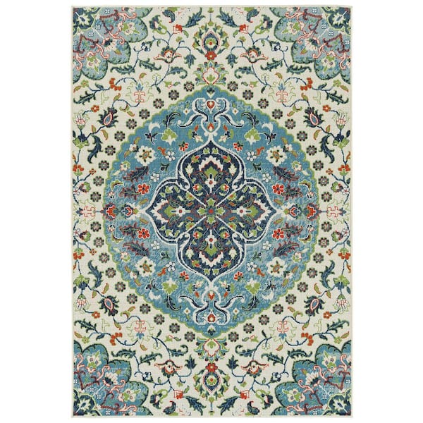 Kaleen Sunice Ivory 3 ft. 6 in. x 5 ft. 6 in. Rectangle Residential Indoor/Outdoor Area Rug