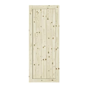 18 in. x 84 in. Rustic 1-Panel Unfinished Knotty Pine Interior Barn Door Slab