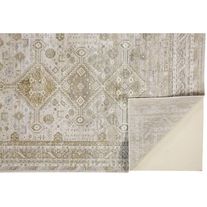 5 X 8 Gold and Ivory Floral Area Rug