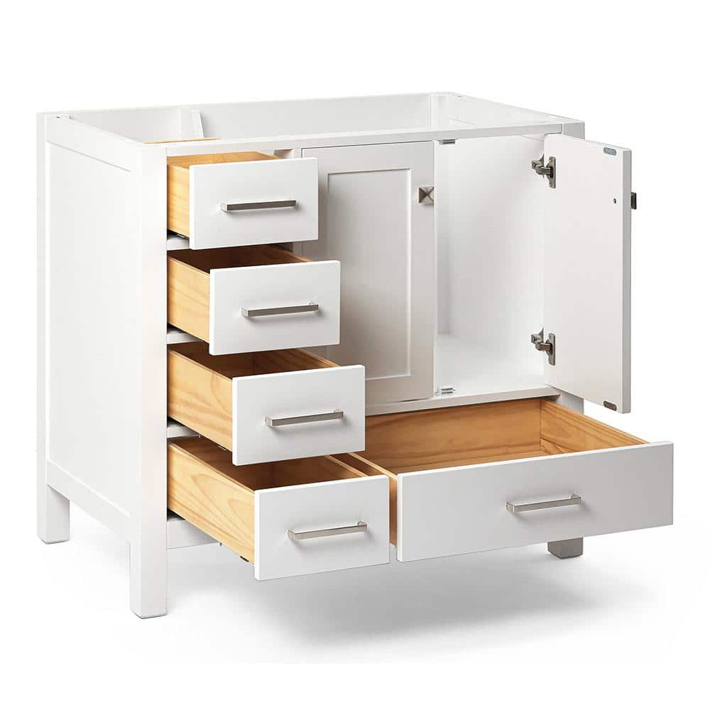 Cambridge 36" White Solid Wood Freestanding Bathroom Vanity Cabinet