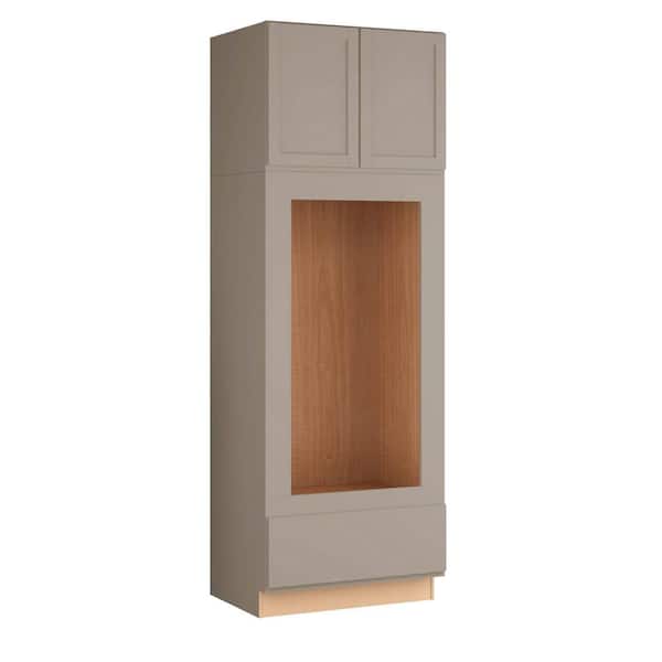 Courtland 33 in. W x 24 in. D x 96 in. H Assembled Shaker Double Oven Kitchen Cabinet in Sterling Gray