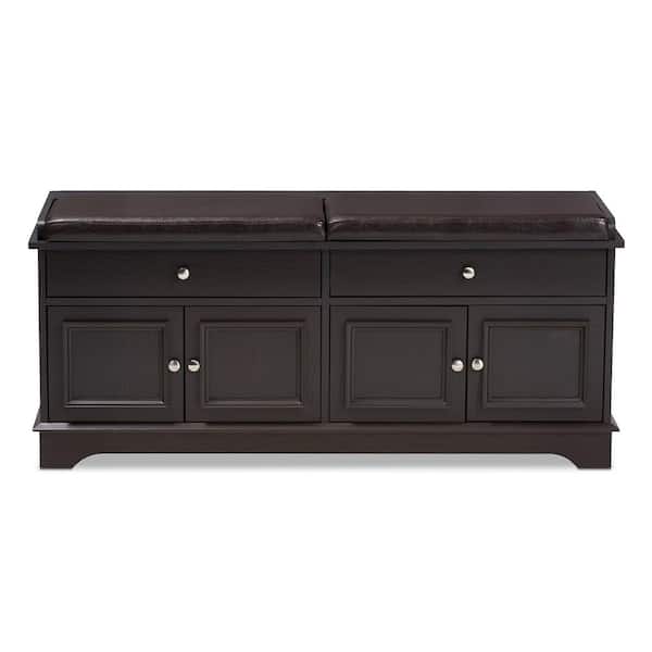 Baxton Studio Mason Dark Brown Storage Bench 288628037HD The Home Depot