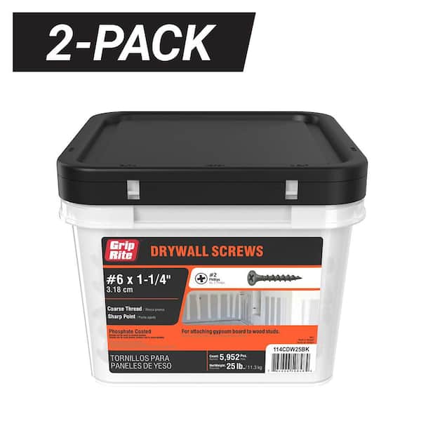 2-Pack 6 x 1-1/4 in. 2 Phillips Bugle Head Coarse Thread Sharp Point Drywall Screws (50 lbs./11,904-Piece)