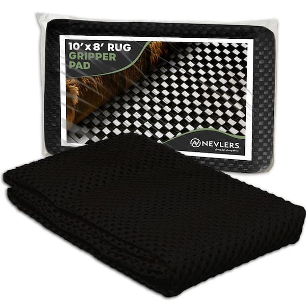 Nevlers 8 ft. x 10 ft. Premium Grip and Dual Surface Non-Slip Rug Pad in Black