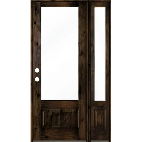 Krosswood Doors 44 in. x 96 in. Mediterranean Alder Sq Clear Low-E  Unfinished Wood Right-Hand Prehung Front Door with Left Half Sidelite  PHED.KA.300V.26.80.134.RH-M1-1.1LSL - The Home Depot