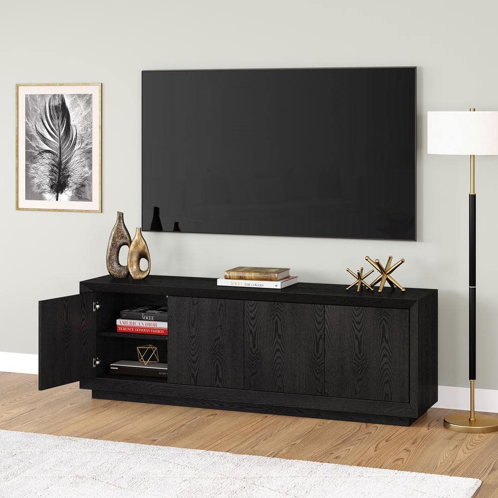 Oswald 68" Black Grain TV Stand with Cabinets