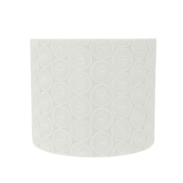 Aspen Creative Corporation 12 in. x 10 in. White with Circled Floral Design Drum/Cylinder Lamp Shade