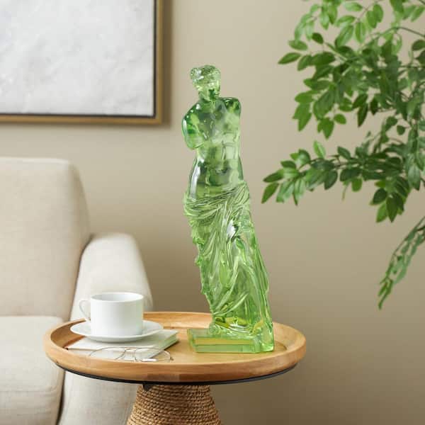 6 in. x 18 in. Green Resin Tinted Woman Sculpture