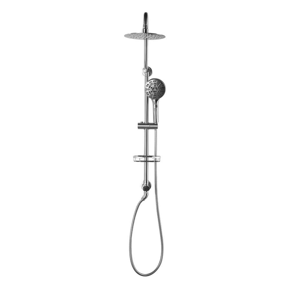 Multi-function Wall Bar Round Rain Shower Faucet Kit with 7-Spray Handheld Shower in Brushed Nickel(Valve Not Included) price history on PriceWatchPro