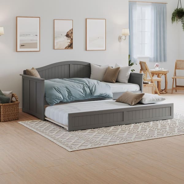 Nantucket Grey Twin Solid Wood Daybed with Twin Trundle