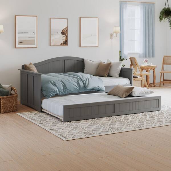 AFI Nantucket Grey Twin Solid Wood Daybed with Twin Trundle