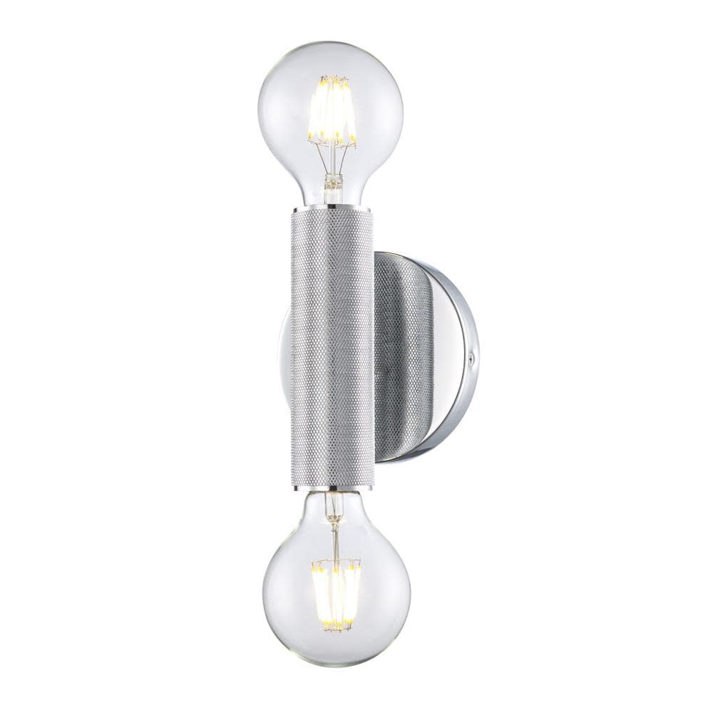 Auburn 6 in. 2-Light Polished Chrome Indoor Wall Sconce Light Fixture with Knurled Texture price history on PriceWatchPro