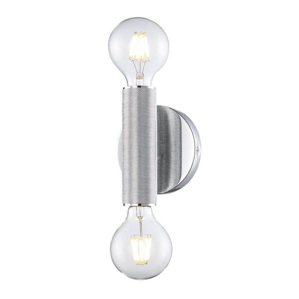 Bel Air Lighting Auburn 6 in. 2-Light Polished Chrome Indoor Wall Sconce Light Fixture with Knurled Texture