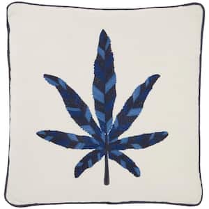 Royal Palm Indigo Floral 16 in. x 16 in. Throw Pillow