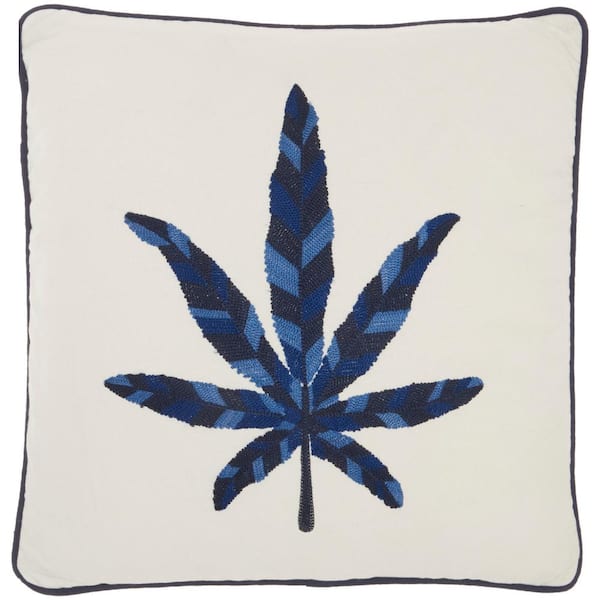 Mina Victory Royal Palm Indigo Floral 16 in. x 16 in. Throw Pillow