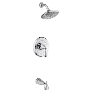 Fluent 1-Handle Tub and Shower Faucet Trim Kit for Flash Rough-In Valves in Polished Chrome (Valve Not Included)