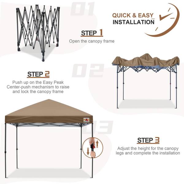 kakapo  ABCCANOPY 10 ft. x 10 ft. Khaki Instant Pop Up Canopy Tent