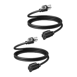 Heavy-Duty 6 ft. 14/3 SJTW Indoor/Outdoor Extension Cord with 3-Prong Outlets, 2-Pack, Black