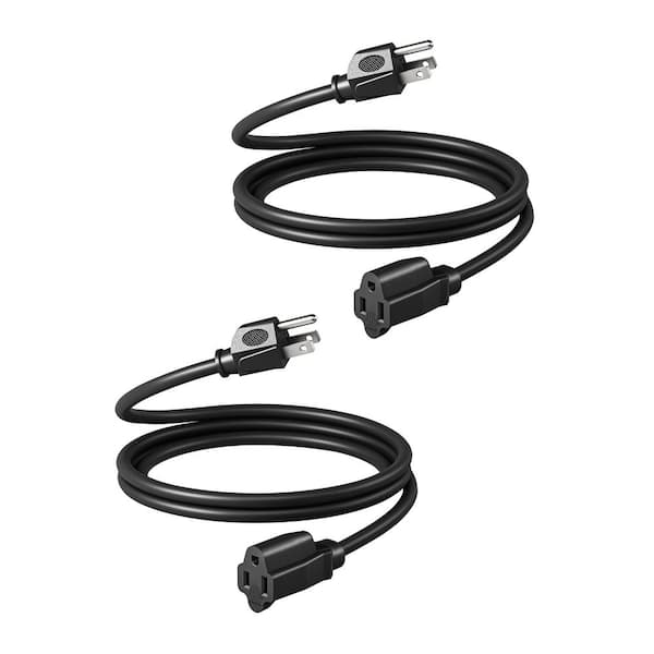 Heavy-Duty 6 ft. 14/3 SJTW Indoor/Outdoor Extension Cord with 3-Prong Outlets, 2-Pack, Black
