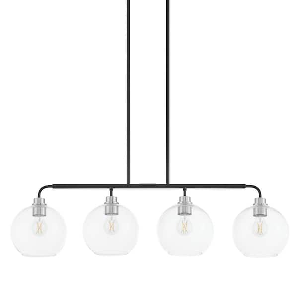 Hampton Bay Vista Heights 4-Light Brushed Nickel and Matte Black Linear Island Pendant Light