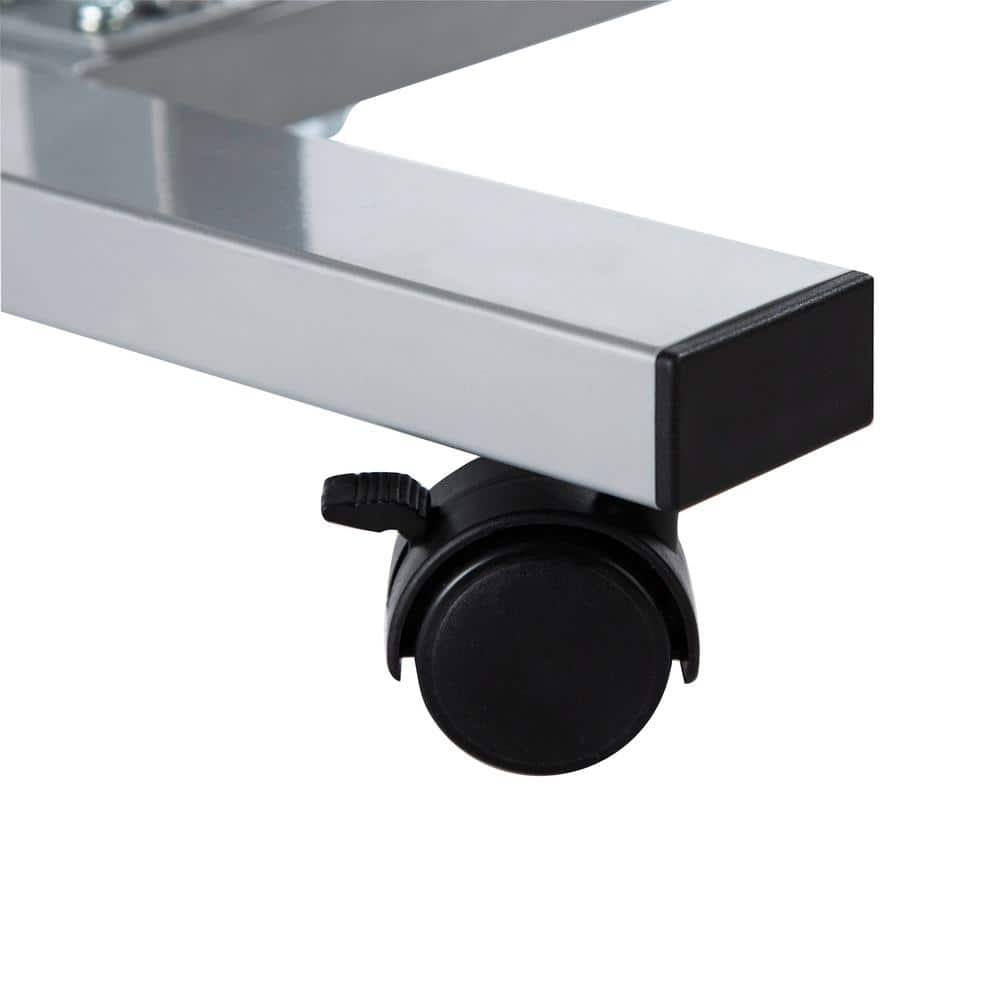 Silver Adjustable Height Rolling Laptop Desk with Wheels