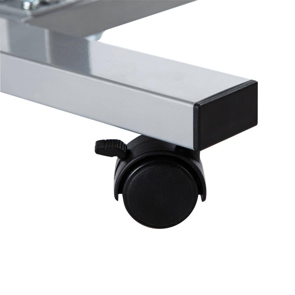 Silver Adjustable Height Rolling Laptop Desk with Wheels
