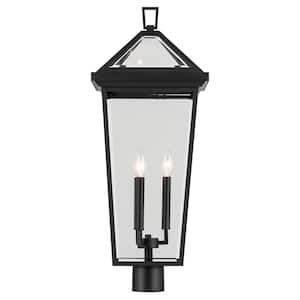 Regence 3-Light Textured Black Aluminum Hardwired Waterproof Outdoor Post Light with No Bulbs Included (1-Pack)