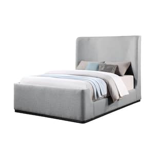Bradbury Gray Wood Frame Queen Platform Bed with Boucle Cloud Fabric