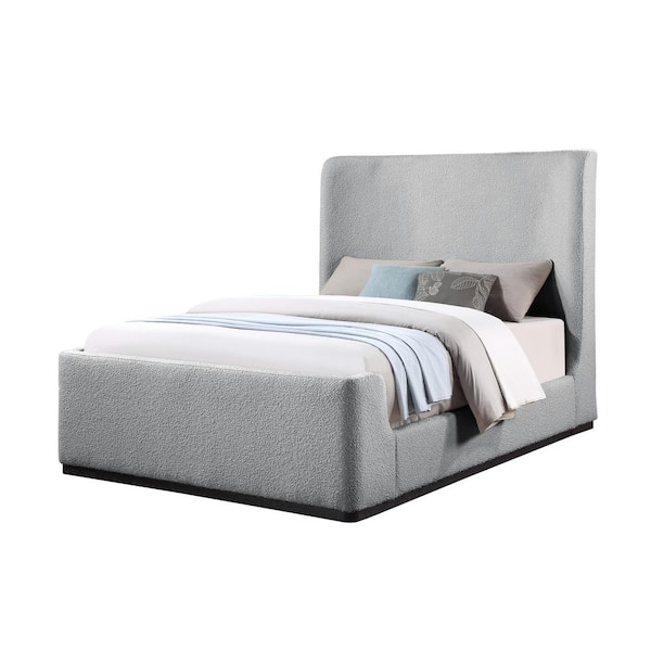 Best Master Furniture Bradbury Gray Wood Frame Queen Platform Bed with Boucle Cloud Fabric