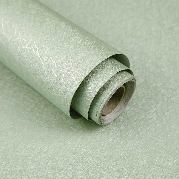 Green Silk Embossed Self-Adhesive Removable Peel and Stick Wallpaper Roll