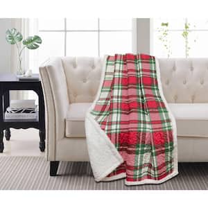 Carol Plaid Red Sherpa Throw Blanket 50 in. x 60 in.