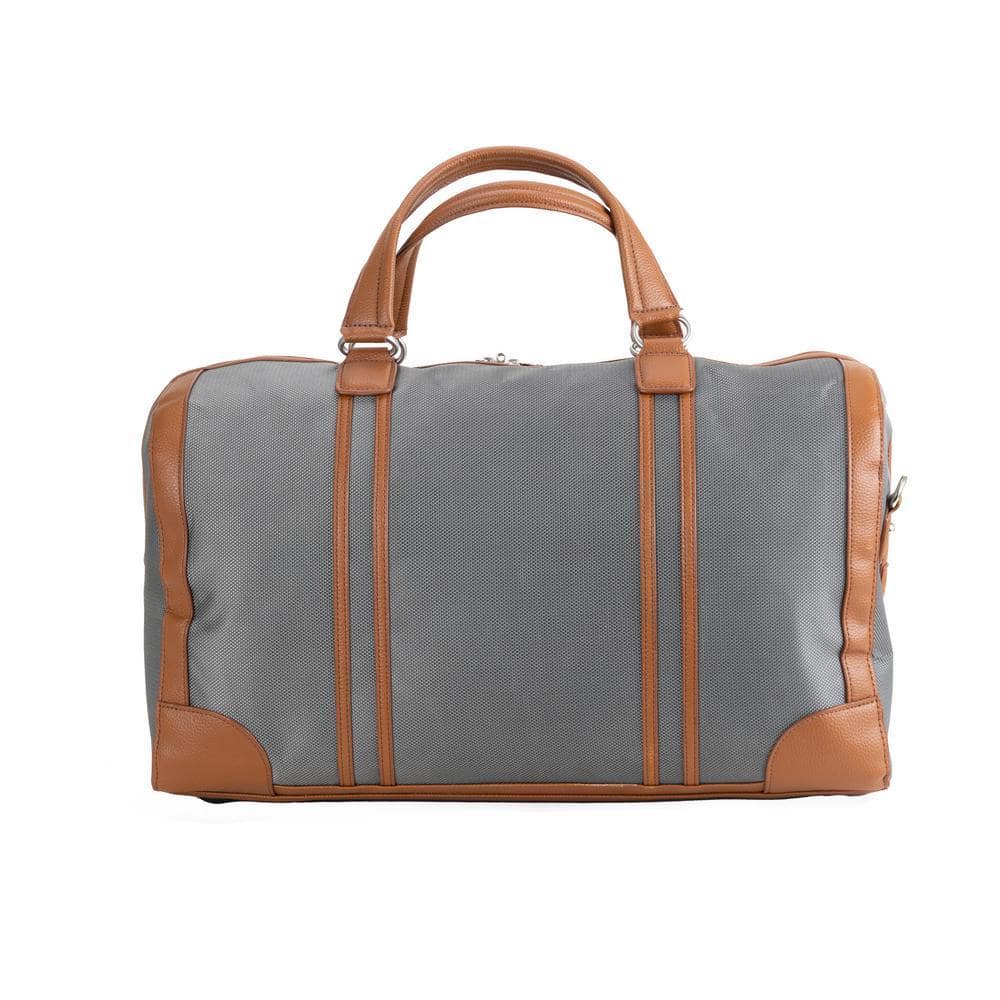 WEBSTER, 12 in. Brown Nylon with Leather Trim, 2-Tone, Tablet Overnight Carry-All Duffel (79734)