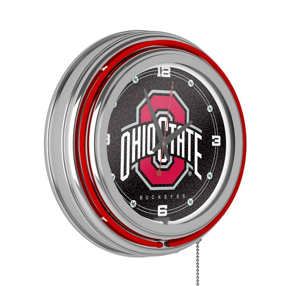 The Ohio State University Red Logo Black Lighted Analog Neon Clock