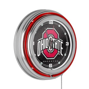 The Ohio State University Red Logo Black Lighted Analog Neon Clock